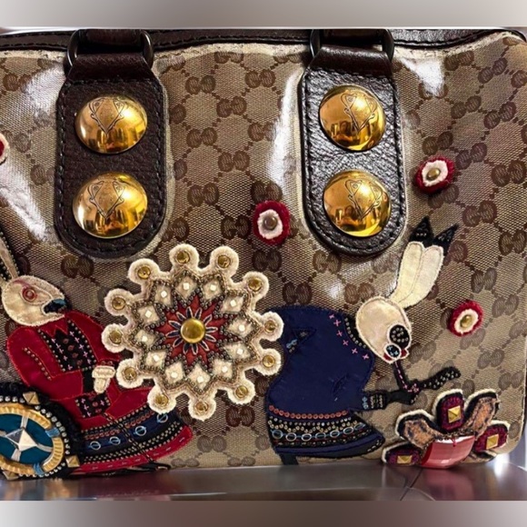 GUCCI GG CRYSTAL FABLE BABOUSKA BOSTON Vintage Classic Handbag Italy w/COA - Picture 7 of 16